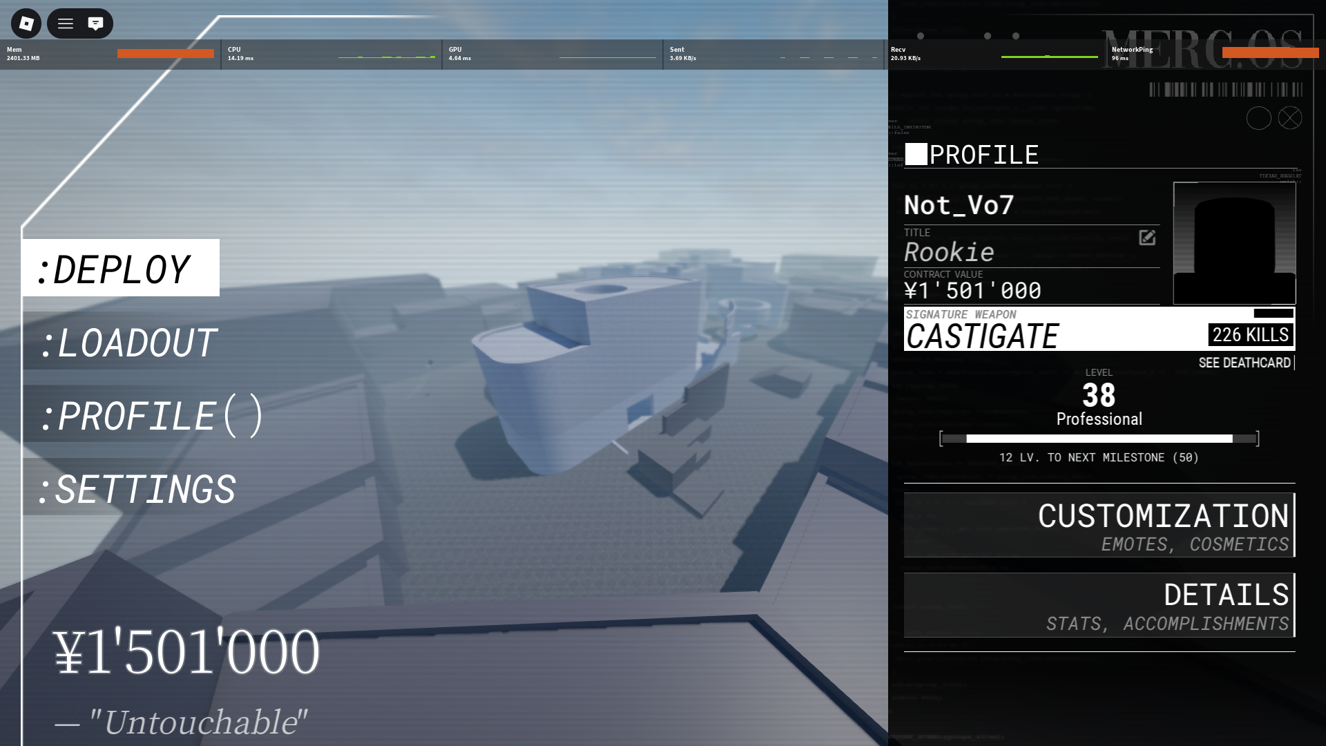 Profile screen