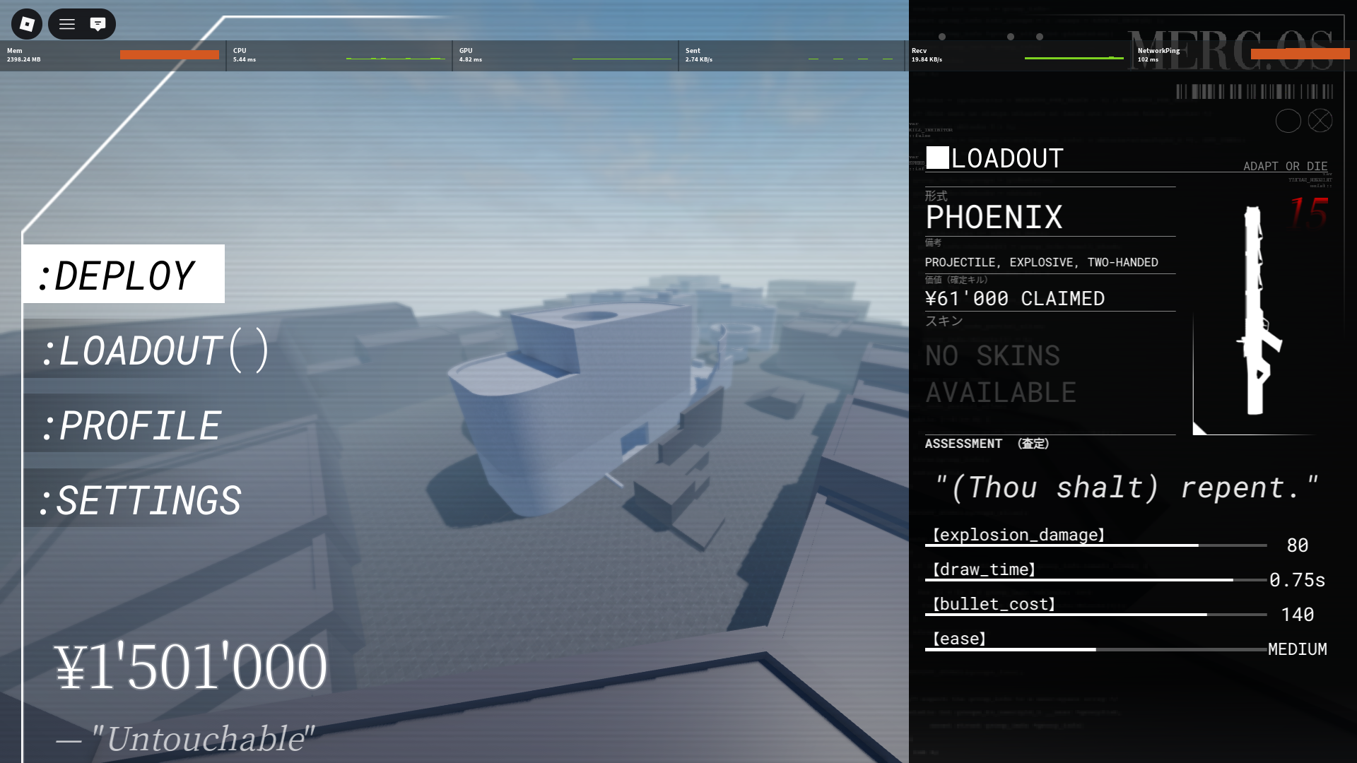Loadout screen 3
